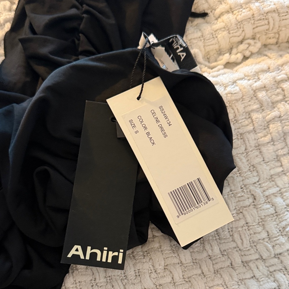 CELINE DRESS 🖤 - Beautiful Black Sleek High-Low Ruffle by Ahiri - Small - NWT - Picture 5 of 5